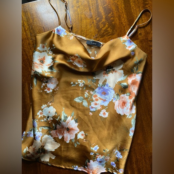 3ena Tops - 3ena Floral Cowl Neck Satin Cami